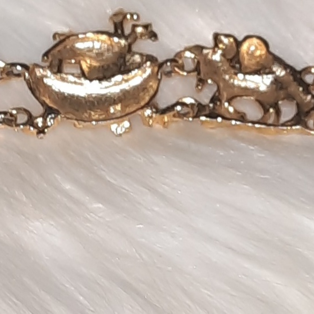 Noah's Ark Gold Colored Link Bracelet panel figural ark and animal vintage - Picture 8 of 14